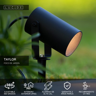 Lucide TAYLOR - Foco de jardín - Ø 10 cm - 1xGU10 - IP65 - Negro